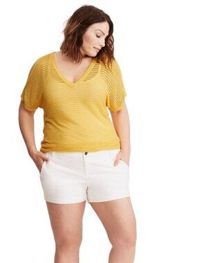 Torrid Open Stitch Cold Shoulder Yellow Dolman Sweater Sz 1X